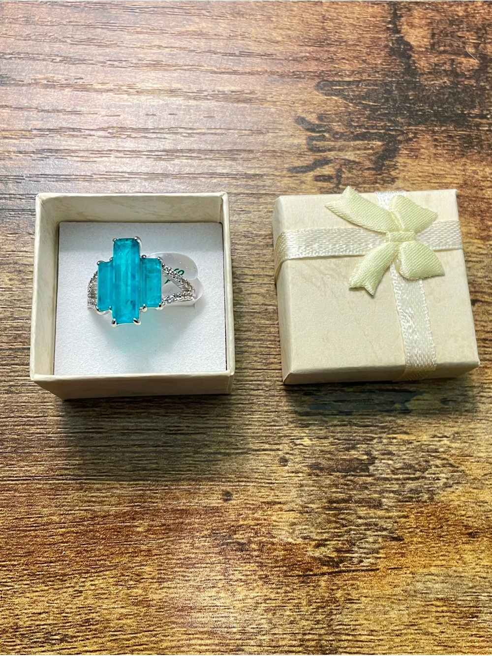 Bomb Party OG Emerald and CZ Ring on Rhodium Size 8